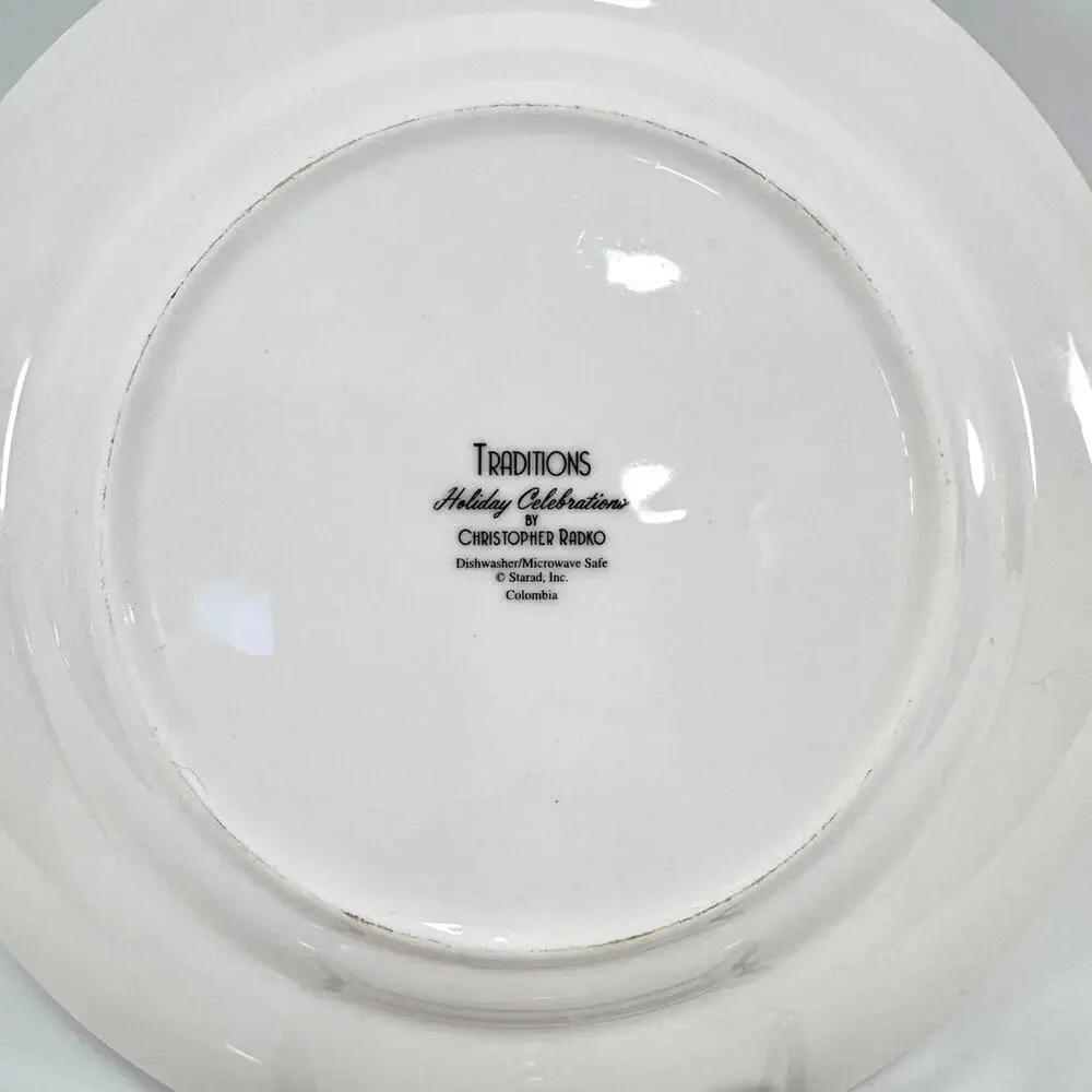 2 Christopher Radko Holiday Celebrations Tradition Christmas Salad Plate 8 1/4